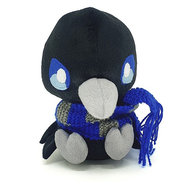 Mascote Corvo Corvinal Harry Potter com Chapéu e Cachecol Feito à Mão Pelúcia