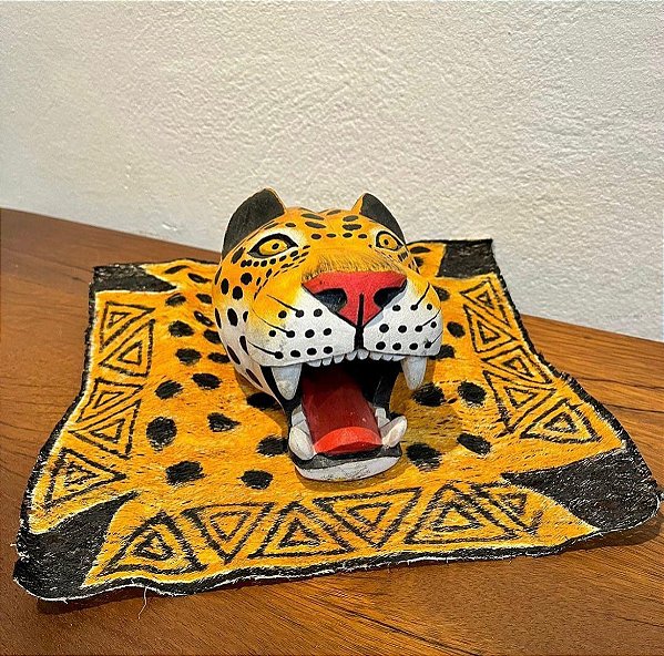 Máscara indígena Onça | Etnia Tikuna - Galeria Ponto das Artes - Artesanato  Brasileiro