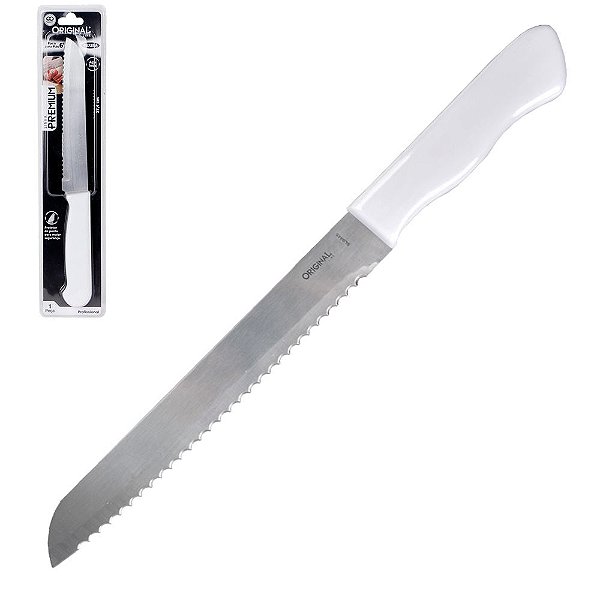 Faca Para Pão em Aço Inox Cabo Branco 6 polegada Cabo Branco