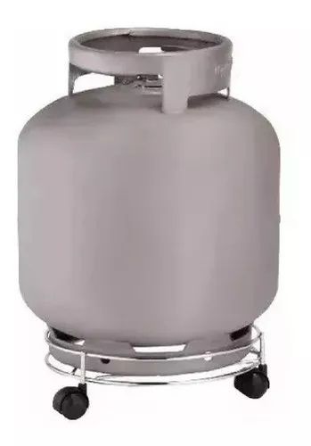 Suporte Para Botijão De Gás com Roda Metal Cromado - Botijao Gas - Suporte Multiuso - Panami