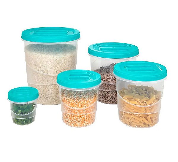 Conjunto de Mantimento 5 Pçs Porta Alimento Tampa com Rosca