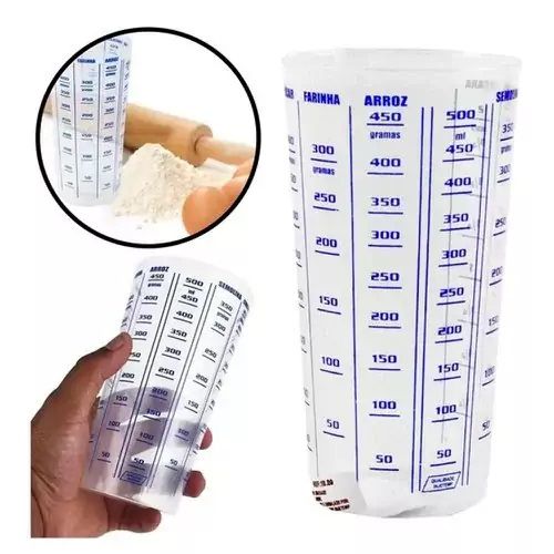 Copo Medidor 500ml Plastico Cristal - Plástico 500 ml