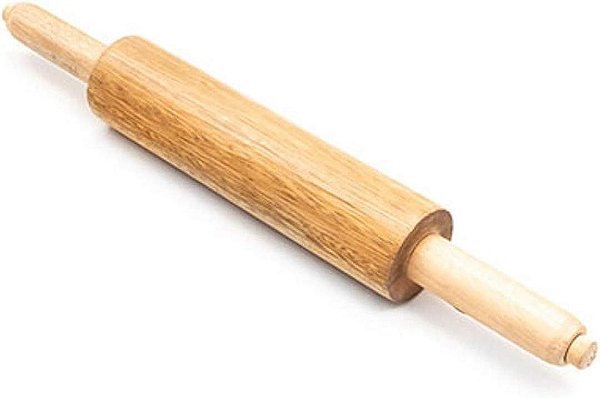 Rolo Com Cabo Giratório - Rolo de Massa Pizza Pão Macarrão Madeira 43cm