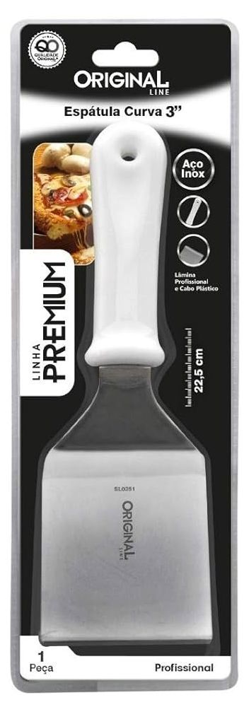 Espátula Curva Premium Aço Inox Espatula Cozinha Lanche Chapeiro Chapa