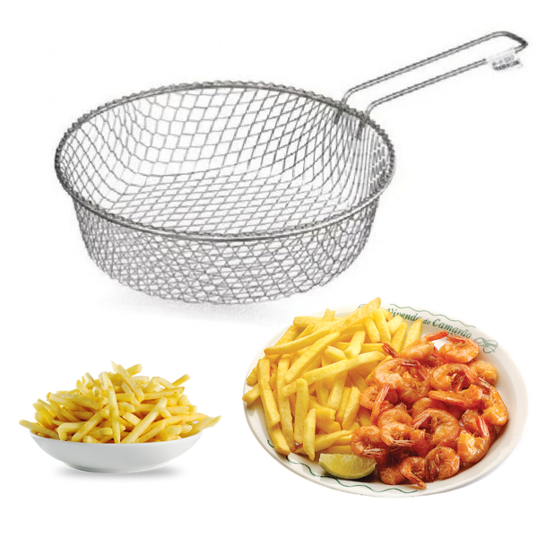 Cesto de Frituras Fritadeira Batata Fritas Metal para Fritura  Aramado