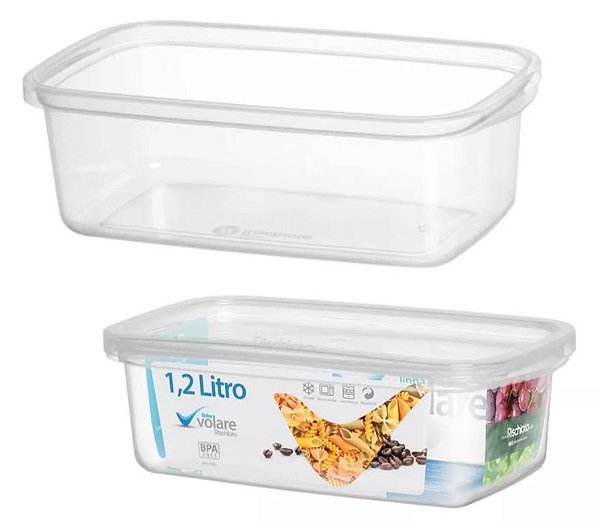 Potes Transparente Volare Rischioto 1,2L Retangular - 1,2 Litros