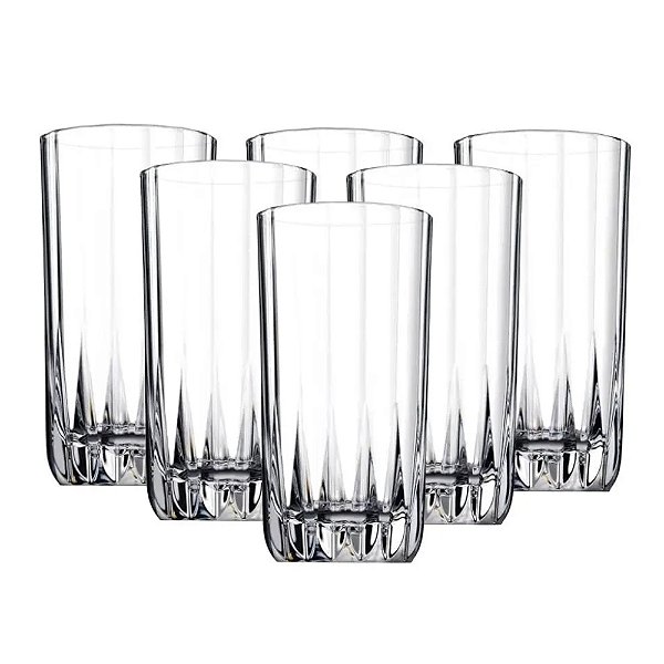 Jogo de 06 Copos de Vidro GRANDE Resistentes Veneza 320ml Havan Casa 6 Peças