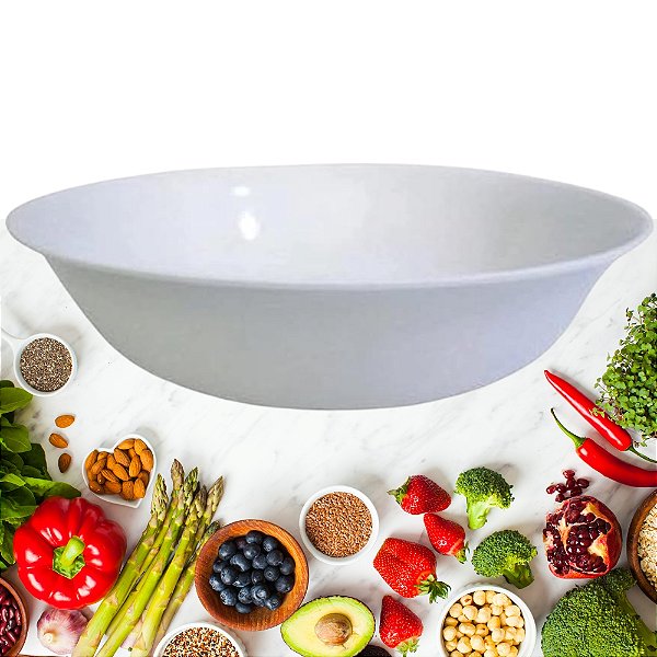 Saladeira Tigela em Melamina Redonda Branca 25cm - Tijela Cumbuca Oxford
