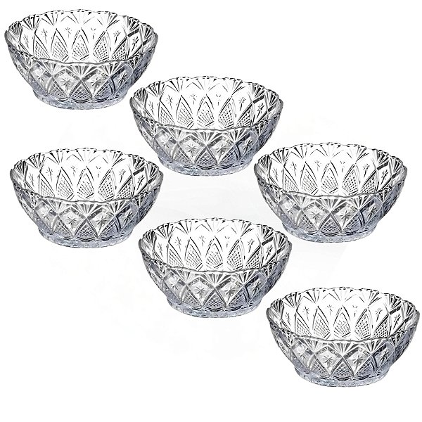 Jogo de Sobremesa Bowl 6 Pecas Vidro - Tigela de Vidro Conjunto Bowls de Sobremesa Taças em Vidro Toffee