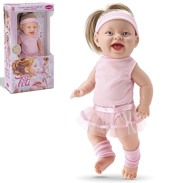 Boneca Titi Bailarina com Polaina e Faixa 34cm Estilo Bambola