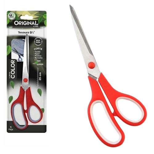 Tesoura Grande 25cm Coloridas 9" Aço Inox Multiuso Corte Preciso e Versátil Original Line