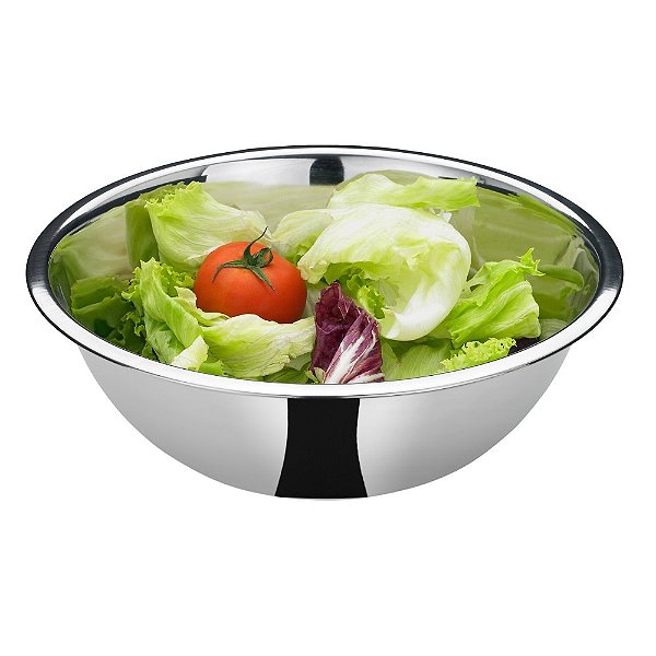 Tigela Bowl Inox 25cm Grande Profissional Uso Culinário - Bacia Saladeira Fruteira Tigela
