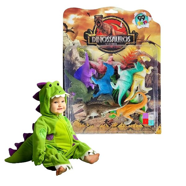 Dinossauro Brinquedo Plástico Criança Jurassic Kit 10 Peças 99 Toys