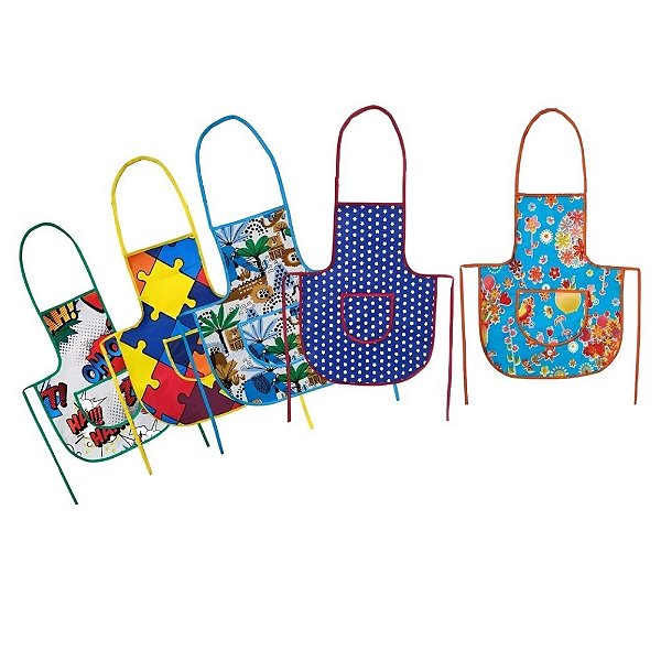 Avental Infantil PVC Impermeável com Bolso Napa - 35cm x 45cm - Varias Estampas Criança Menino Menina - PANAMI