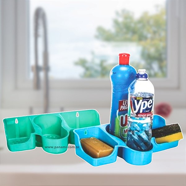 Suporte Pia 4x1 Porta Detergente Veja Esponja Sabão Organizador 4 em 1 Organizador de Pia