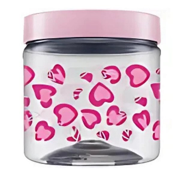 Pote Coracao 1 Litro Coracoes ROSA Pote Pet 1000ml Coração Rosa