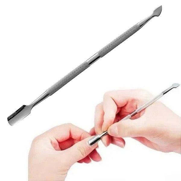 Extrator de Cuticula Unha Inox com Raspador Cabo Antideslizante inox Empurrador de Cuticula Aco Unhas
