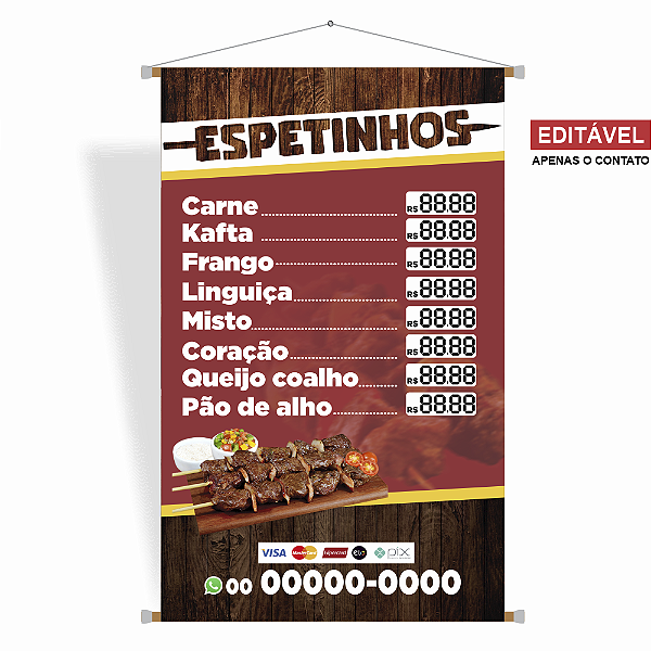 Banner Espetinhos - Arte Pronta - Editável
