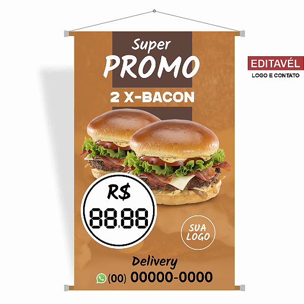 Banner para Lanchonete (X-Bacon) - Editável
