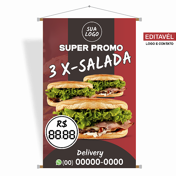 Banner para Lanchonete (Promo X-Salada) - Editável