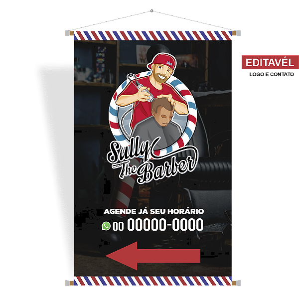Banner Sinalização Barbearia (E) - Editável