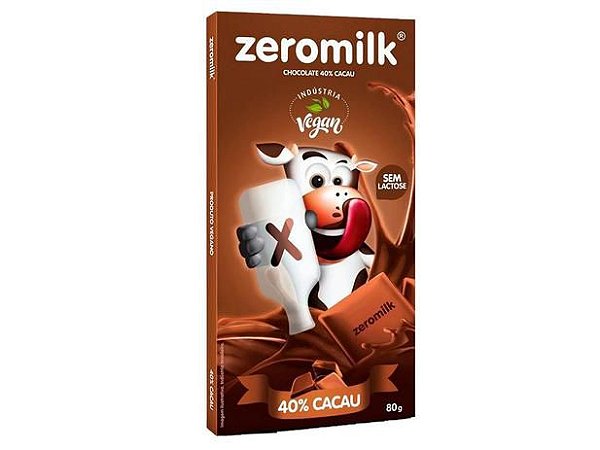CHOCOLATE 40% CACAU VEGANO - 80G - ZEROMILK