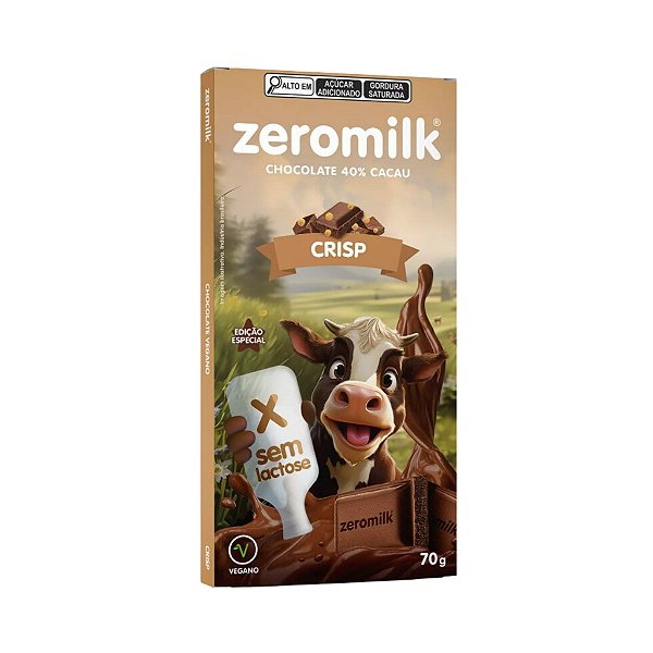 CHOCOLATE 40% CACAU C/FLOCOS DE ARROZ- 70G - ZEROMILK
