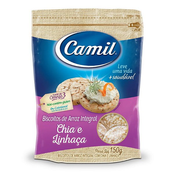 BISCOITO DE ARROZ INT. CHIA E LINHAÇA  - 150G - CAMIL