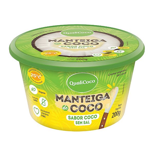 MANTEIGA DE COCO S/ SAL SABOR COCO - 200G - QUALICOCO