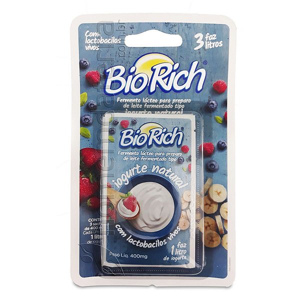 Bio Rich Fermento - Iogurte Natural - 3 Sachês de 400 mg