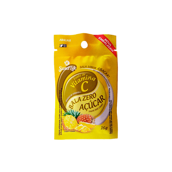 BALA ZERO AÇÚCAR SABOR ABACAXI - 16G - SWEET LIFE