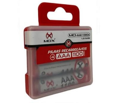 Pilha Mox Recarregável MO-AAA 1100 Com 2
