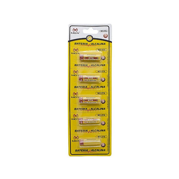 Cartela Bateria Mox Alcalina 12V Ultra MO-27A C/5 Unidades