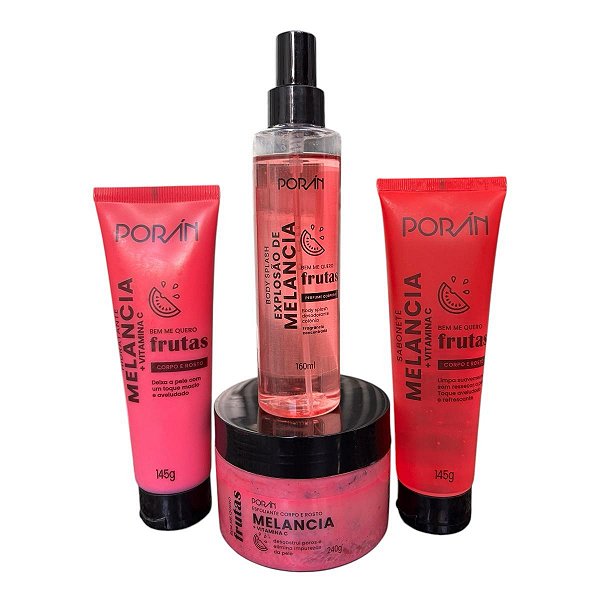 Linha Completa Frutas Porán Sabonete + Hidratante + Esfoliante + Body Splash Corpo e Rosto