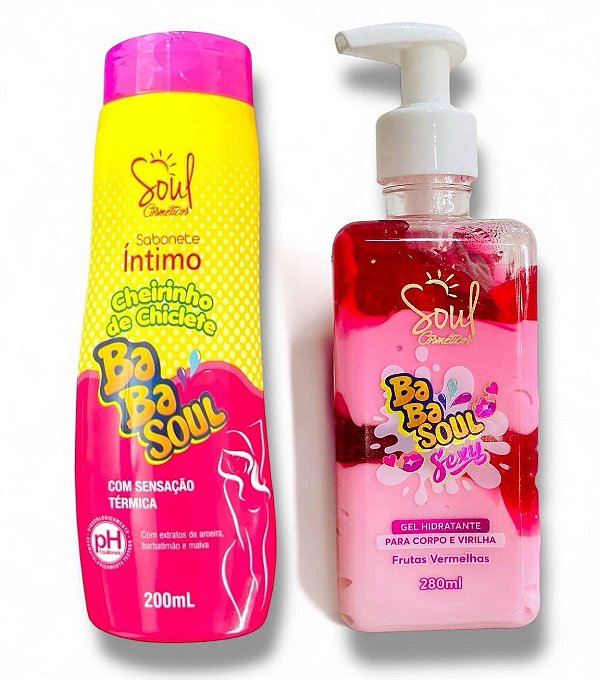 Kit hidratante Corporal Virilha Frutas Vermelhas + Sabonete Intimo + Soul Cosméticos