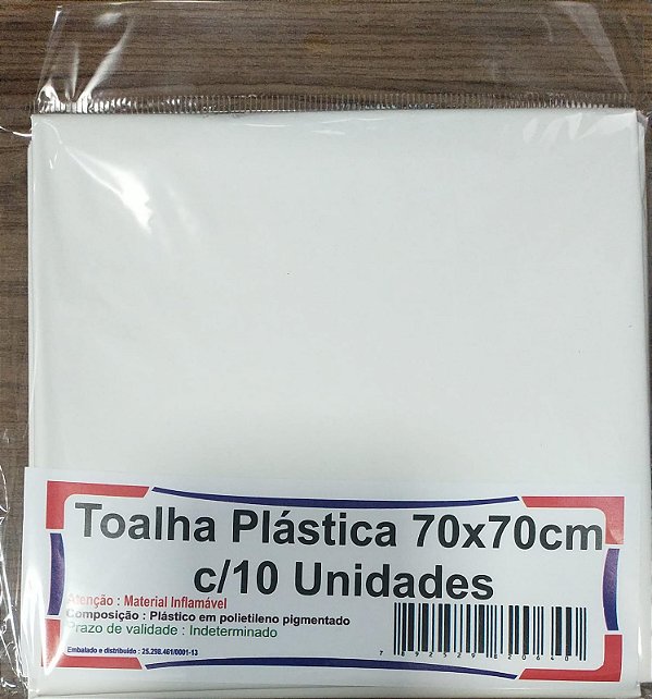 Toalha Plastica Lisa 70x70cm c/10 Unidades