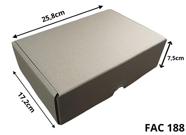 Caixa Papelao Corte Vinco 25x17x7,5 (FAC 188) c/10 Unidades