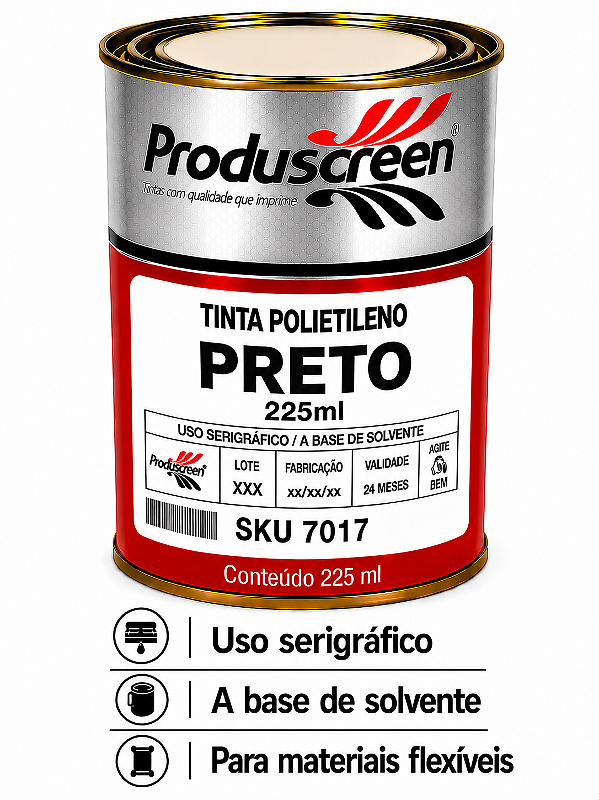 Tinta Polietileno (PE) - Preto - 225ml