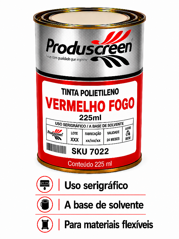Tinta Polietileno (PE) - Vermelho Fogo - 225ml