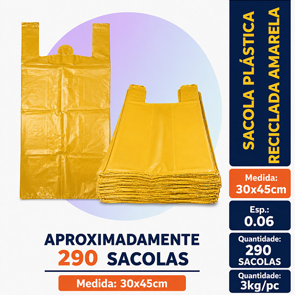 Sacola Plastica Amarelo Grossa c/3kg