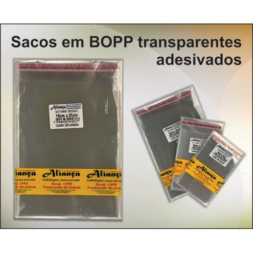 Saco BOPP Transparente Adesivado 25x35 c/100 Unidades