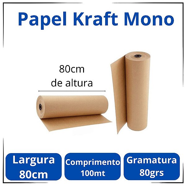 Papel Kraft Mono 80grs 80cm 100 Metros