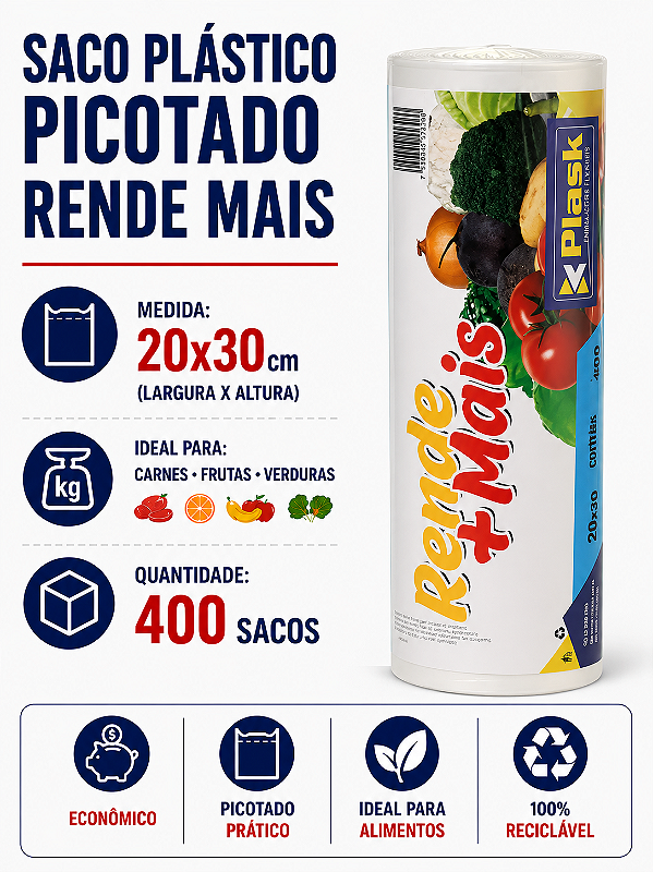 Saco Plastico Picotado C/400 Unidades - 20x30