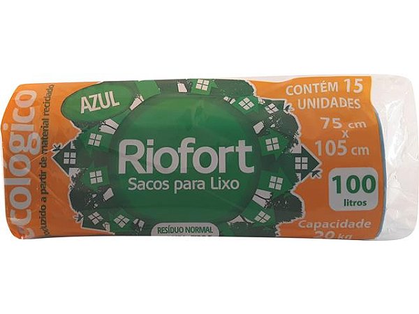 Rolo Saco Plastico Lixo 100L Azul c/15