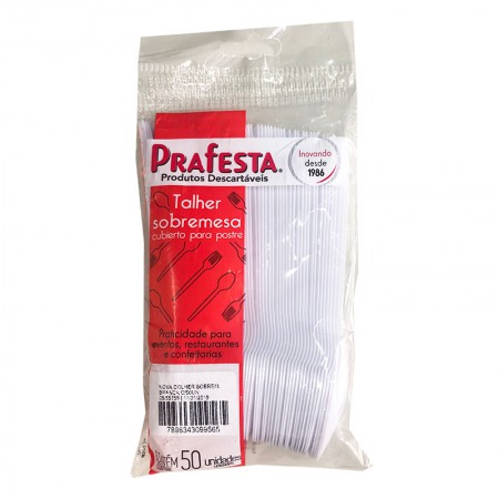 Colher Sobremesa Branca c/50 (9956) PRAFESTA