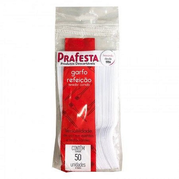 Garfo Refeicao Premium Branco c/50 Unidades (7034) PRAFESTA