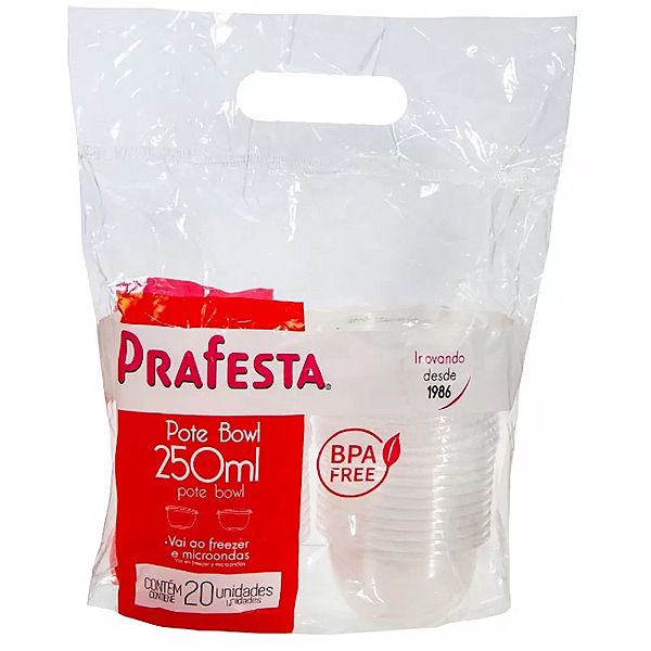 Pote Bowl 250ml c/ Sobretampa c/20 (8492) PRAFESTA