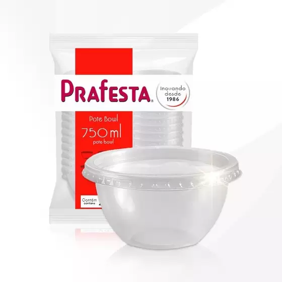 Pote Bowl 750ml c/ Sobretampa c/20 (8496) PRAFESTA