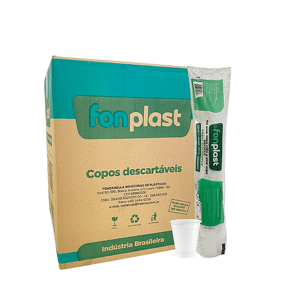 Copo Plastico 300ml Branco (20x100) FONPLAST