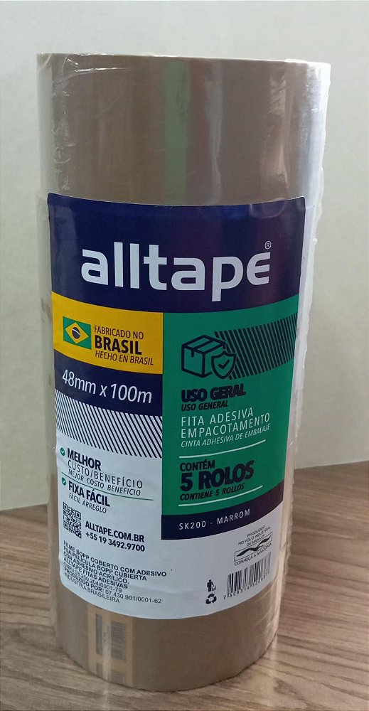 Fita Adesiva 48x100 Marrom c/5 Rolos ALLTAPE